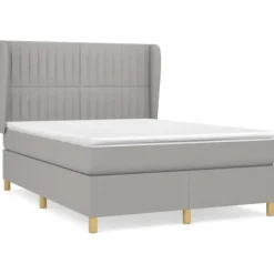 vidaXL Sängar>Ramsäng med madrass ljus 140x190 cm tyg