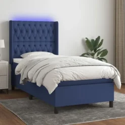 vidaXL Sängar>Ramsäng med madrass & LED 100x200 cm tyg