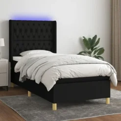 vidaXL Sängar>Ramsäng med madrass & LED 100x200 cm tyg