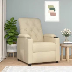 vidaXL Fåtöljer>Reclinerfåtölj gräddvit tyg