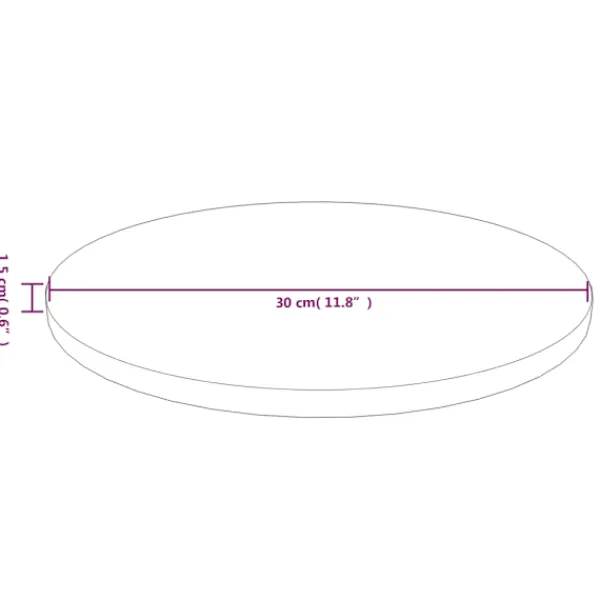 vidaXL Småbord>Rund bordsskiva ljus Ø30x1,5 cm behandlad massiv ek
