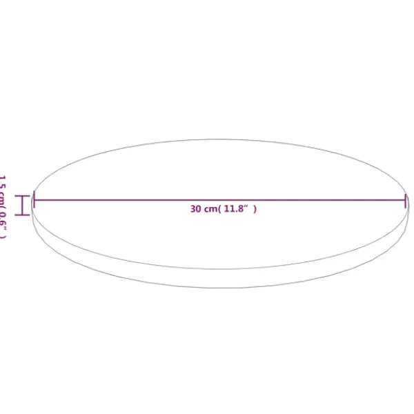 vidaXL Småbord>Rund bordsskiva mörk Ø30x1,5 cm behandlad massiv ek