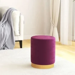 vidaXL Sittpuffar>Rund förvaringspall sammet 31 x 37 cm