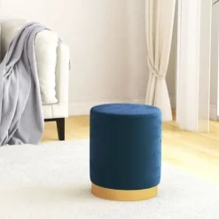 vidaXL Sittpuffar>Rund förvaringspall sammet 31 x 37 cm