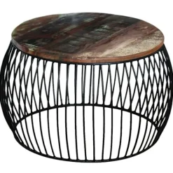 vidaXL Soffbord>Runt soffbord återvunnet massivt trä 68x35 cm