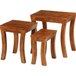 vidaXL Soffbord>Satsbord 3 delar massivt akaciaträ 50x35x50 cm
