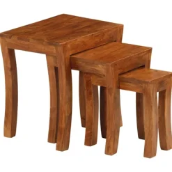 vidaXL Soffbord>Satsbord 3 delar massivt akaciaträ 50x35x50 cm