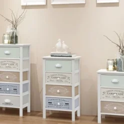 vidaXL Byråer>Shabby Chic French byrå 4 lådor trä