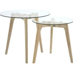 vidaXL Småbord>Sidobord 2 st härdat glas