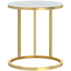 vidaXL Småbord>Sidobord och vit marmor 45 cm härdat glas