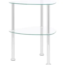 vidaXL Soffbord>Sidobord med 2 hyllplan genomskinligt 38x38x50 cm härdat glas