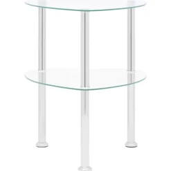 vidaXL Soffbord>Sidobord med 2 hyllplan genomskinligt 38x38x50 cm härdat glas