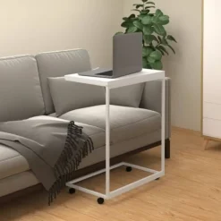 vidaXL Småbord>Sidobord med hjul 55x35x70 cm konstruerat trä