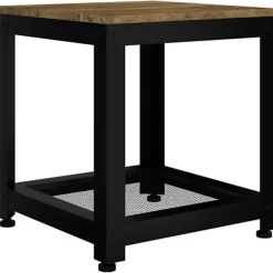 vidaXL Småbord>Sidobord mörk och svart 40x40x45 cm MDF och järn