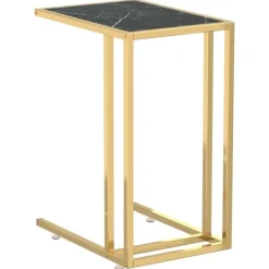 vidaXL Soffbord>Sidobord till datorbord marmor 50x35x65 cm härdat glas