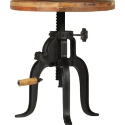 vidaXL Småbord>Sidobord 45x (45-62) cm massivt återvunnet trä och gjutjärn