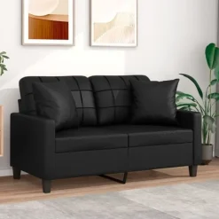 vidaXL Soffor>2-sits soffa med prydnadskuddar 120 cm konstläder