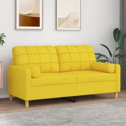vidaXL Soffor>2-sits soffa med prydnadskuddar ljus 140 cm tyg