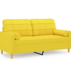 vidaXL Soffor>2-sits soffa med prydnadskuddar ljus 140 cm tyg