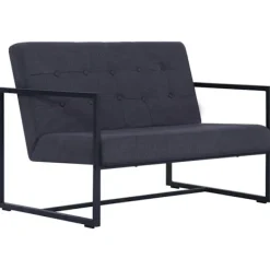 vidaXL Soffor>2-sitssoffa med armstöd mörk stål och tyg