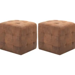 vidaXL Sittpuffar>Sittpuff 2 st 30x30x30 cm konstmocka