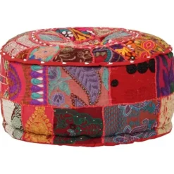 vidaXL Sittpuffar>Sittpuff med lappmönster rund bomull handgjord 40x20 cm