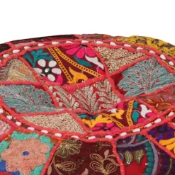 vidaXL Sittpuffar>Sittpuff med lappmönster rund bomull handgjord 40x20 cm