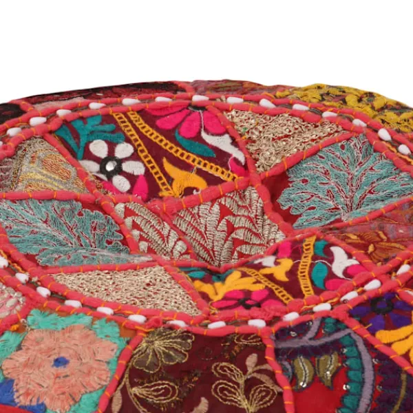 vidaXL Sittpuffar>Sittpuff med lappmönster rund bomull handgjord 40x20 cm