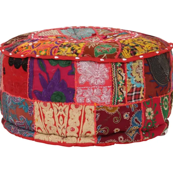 vidaXL Sittpuffar>Sittpuff med lappmönster rund bomull handgjord 40x20 cm