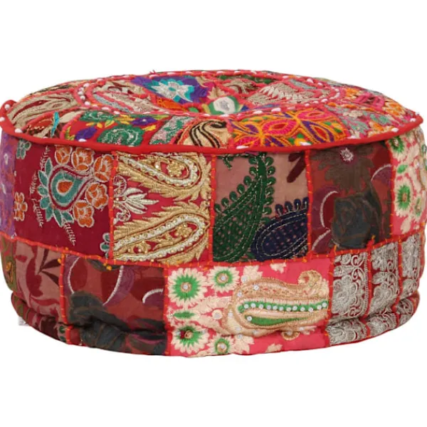 vidaXL Sittpuffar>Sittpuff med lappmönster rund bomull handgjord 40x20 cm