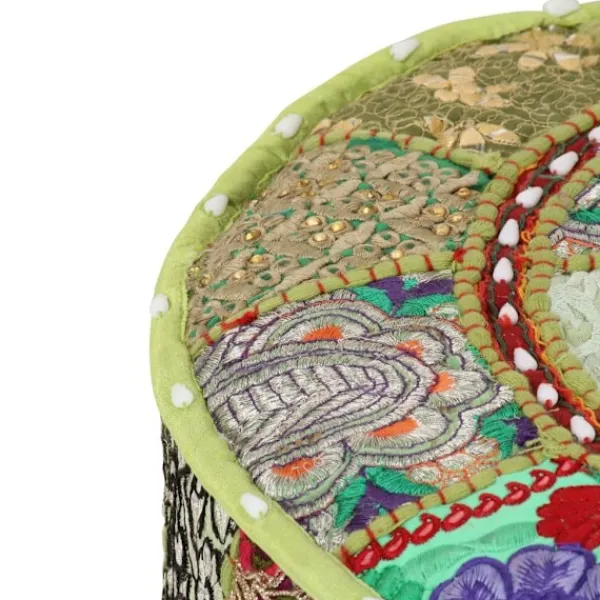 vidaXL Sittpuffar>Sittpuff med lappmönster rund bomull handgjord 40x20 cm