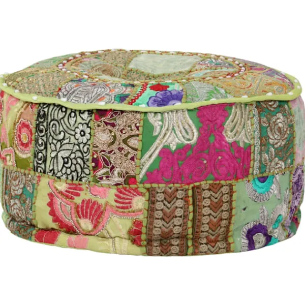 vidaXL Sittpuffar>Sittpuff med lappmönster rund bomull handgjord 40x20 cm