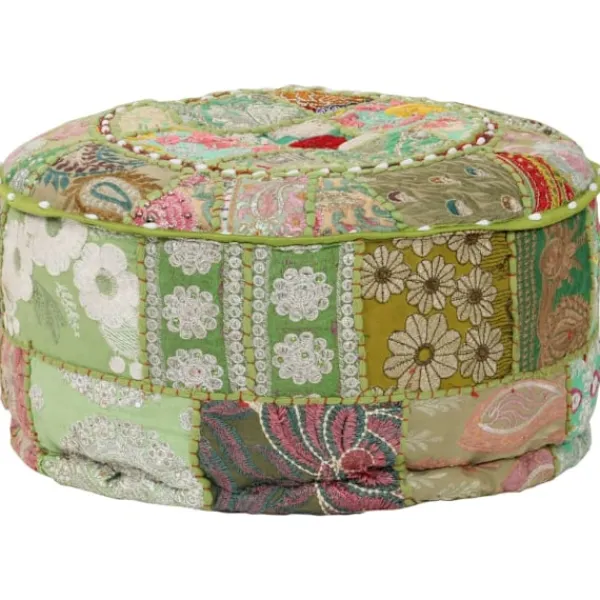 vidaXL Sittpuffar>Sittpuff med lappmönster rund bomull handgjord 40x20 cm