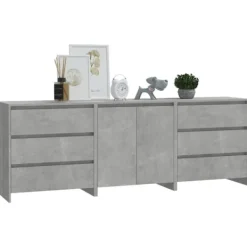 vidaXL Sideboards>Skänk 3 delar betong konstruerat trä