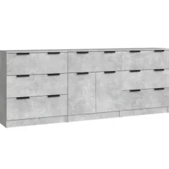 vidaXL Sideboards>Skänk 3 delar betong konstruerat trä