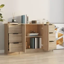 vidaXL Byråer>Skänk 3 delar Sonoma ek konstruerat trä