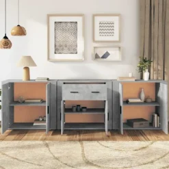 vidaXL Sideboards>Skänk 3 st betong konstruerat trä