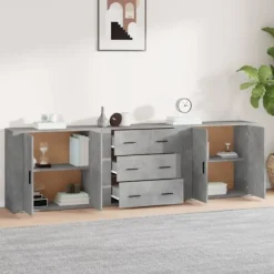 vidaXL Sideboards>Skänk 3 st betong konstruerat trä