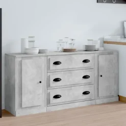 vidaXL Sideboards>Skänk 3 st betong konstruerat trä
