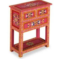 vidaXL Sideboards>Skänk med lådor massivt mangoträ handmålad