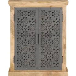 vidaXL Sideboards>Skänk med ståldörrar 60x35x75 cm massivt mangoträ