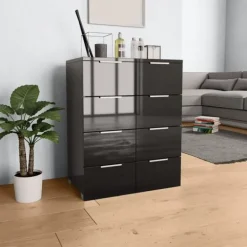 vidaXL Byråer>Skänk högglans 60x35x80 cm konstruerat trä