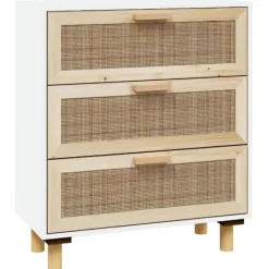 vidaXL Byråer>Skänk 60x30x70 cm massiv furu och naturlig rotting