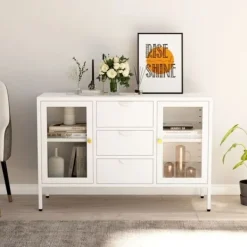 vidaXL Byråer>Skänk 105x35x70 cm stål och härdat glas