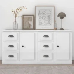 vidaXL Sideboards>Skänkar 2 delar högglans konstruerat trä