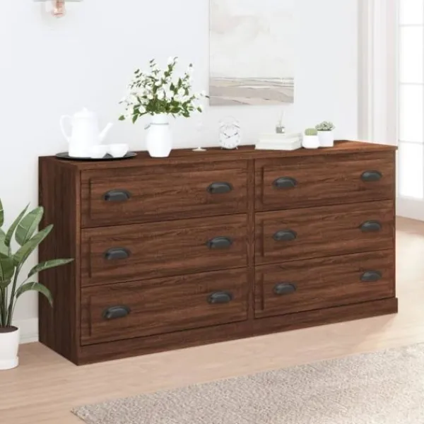 vidaXL Byråer>Skänkar 2 st ek konstruerat trä