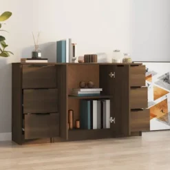 vidaXL Byråer>Skänkar 3 st ek konstruerat trä