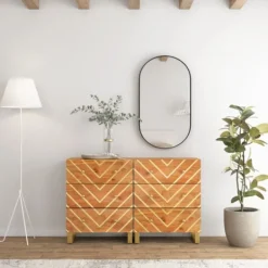 vidaXL Byråer>Skänkar 2 st och svart 60x33,5x75 cm massivt mangoträ