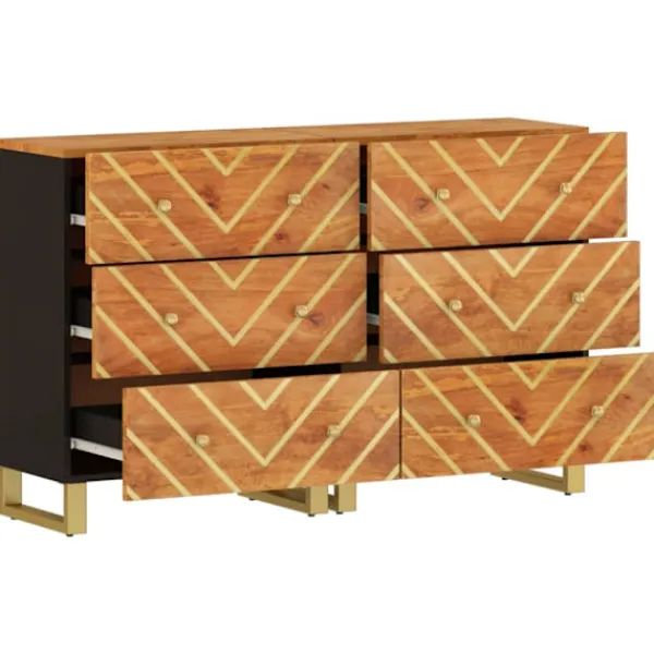 vidaXL Byråer>Skänkar 2 st och svart 60x33,5x75 cm massivt mangoträ