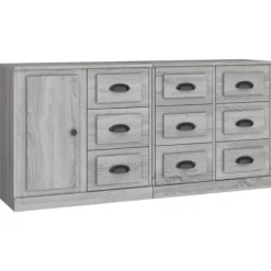 vidaXL Byråer>Skänkar 3 st sonoma konstruerat trä